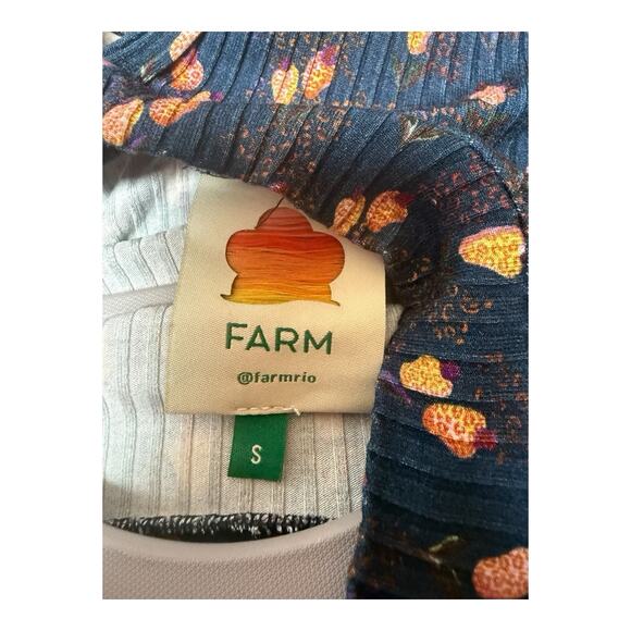 Farm Rio Cashew Print Mini Dress | Blue Long Sleeve Mock Neck | Size Small NWOT - Picture 3 of 4